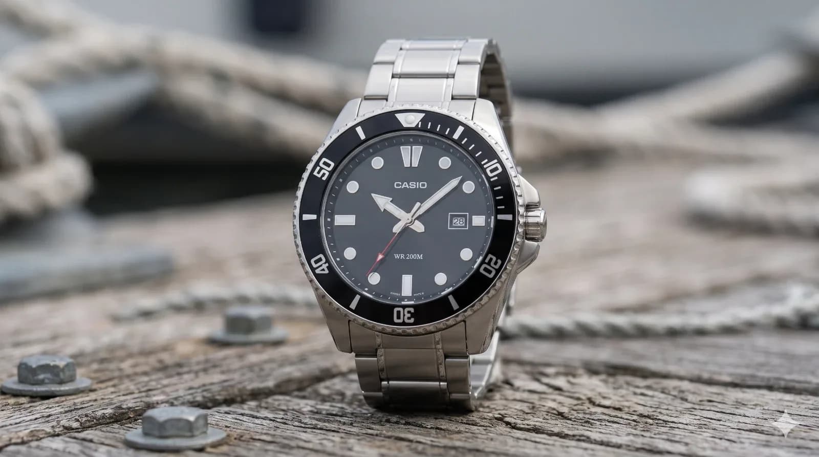 Обзор часов Casio Analog MDV-107D-1A1: дайвер на 200 м в стали