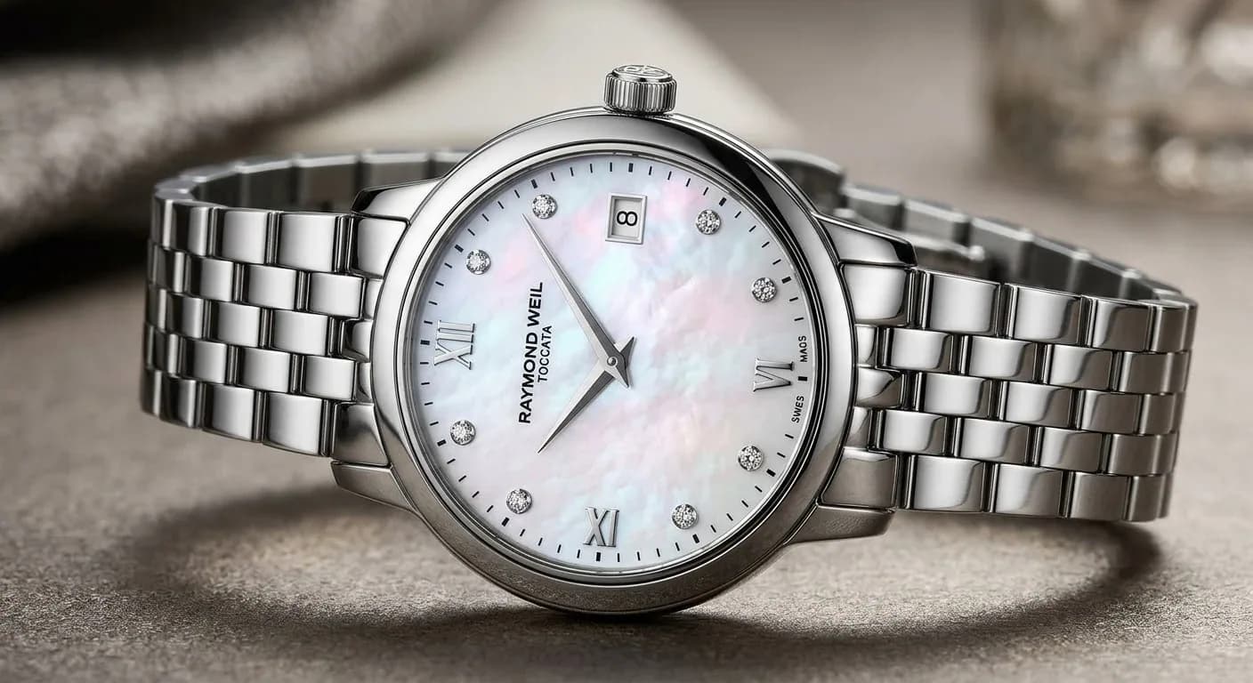 Обзор часов Raymond Weil 5985-ST-97081: сапфир, перламутр и сталь